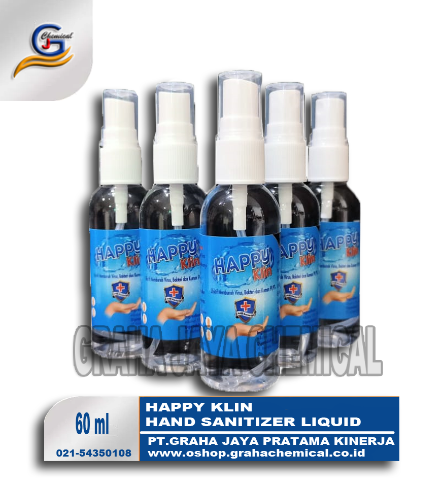 Handsanitizer Happy Klin Liquid Spray 60 ml – Graha Chemical-Oshop